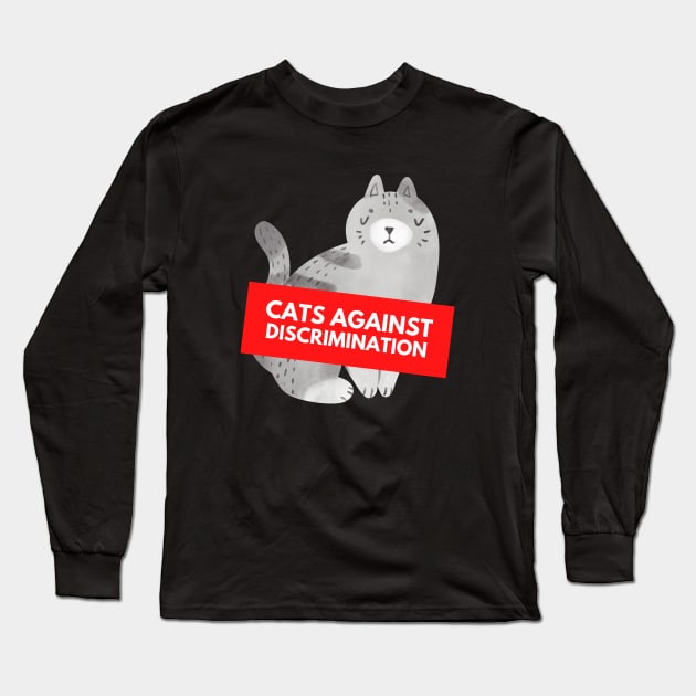 Cats Against Discrimination & Facism (Charcoal) Long Sleeve T-Shirt by applebubble